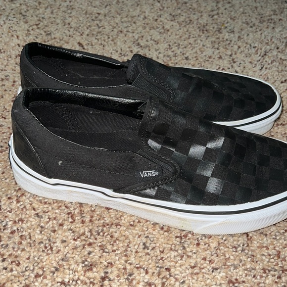 Women’s black checkered Vans size 8 - Picture 4 of 5